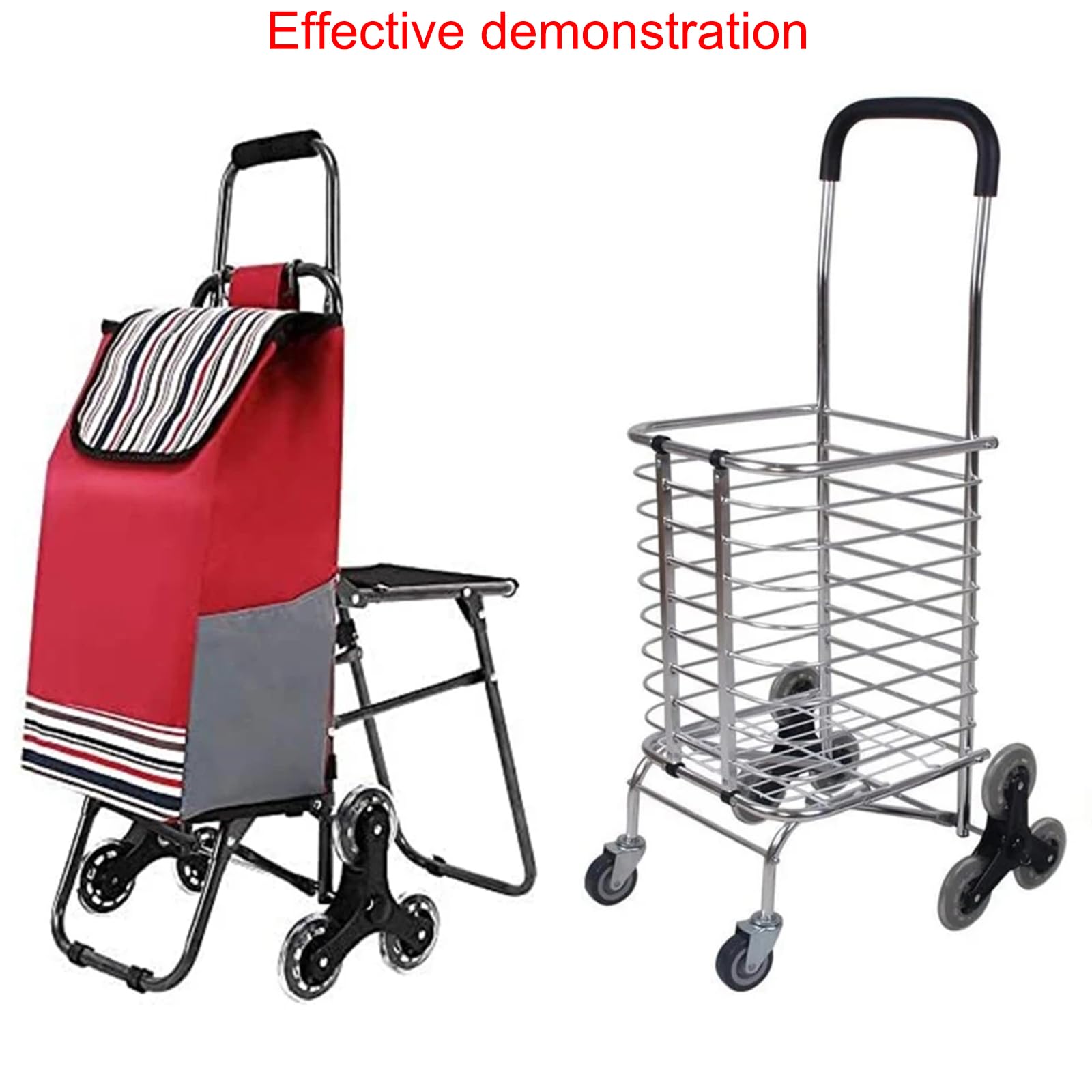2-Pack Stair Climbing Shopping Cart Wheels - Heavy Duty Triangle Replacement Casters for Grocery Carts, Strollers & Hand Trucks - Perfect for Stairs, Supermarkets & Home Use
