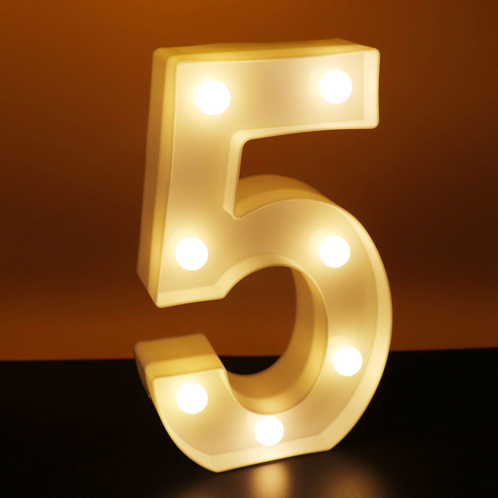 Large LED Light Up Numbers 5 - Decorative Lighted Sign for Night Light, Wedding, Birthday Party, Christmas & Home Bar Decor - Perfect for Indoor & Outdoor Events