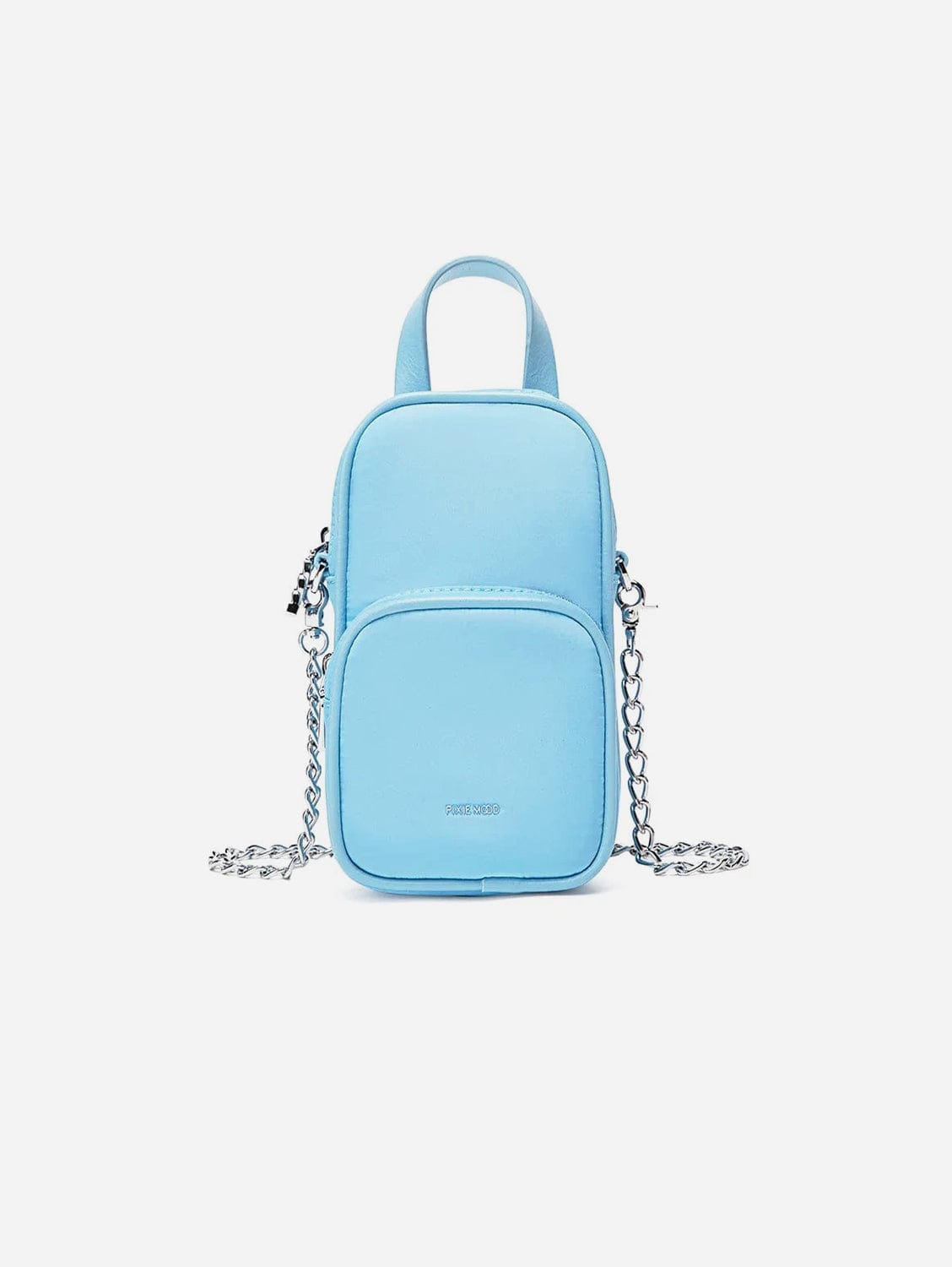 Cassandra Vegan Leather Crossbody Phone Case - Light Blue Nylon for iPhone & Android | Stylish Hands-Free Carrying Solution for Travel, Shopping & Daily Use