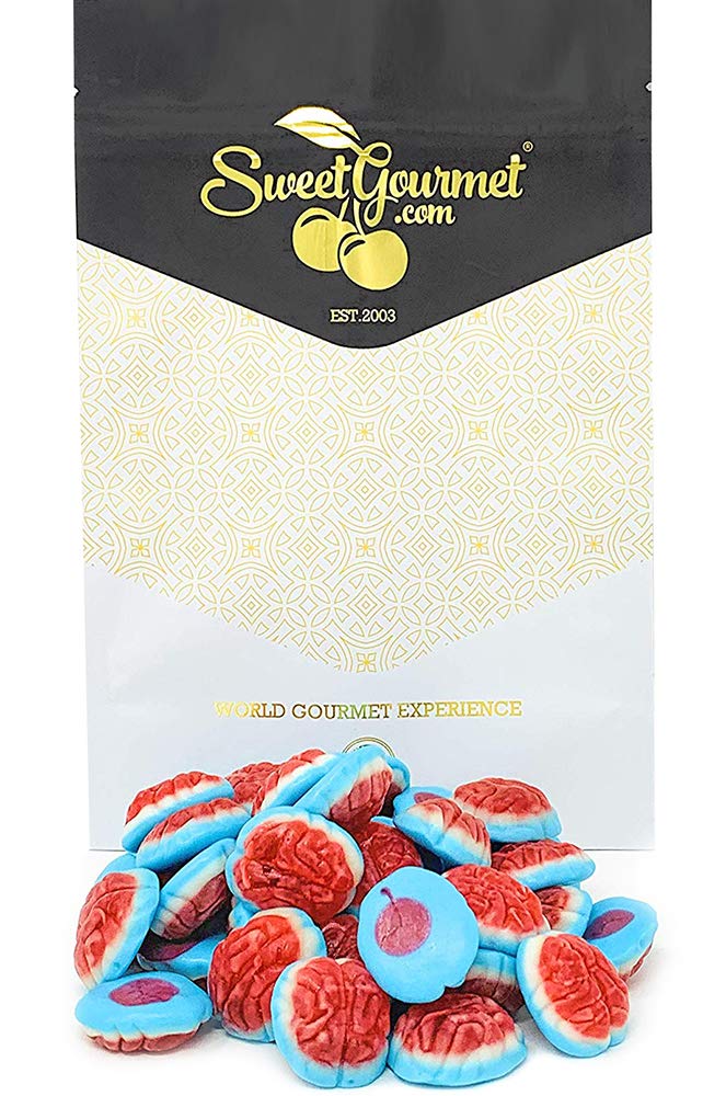 SweetGourmet Jelly Filled Gummy Brains - 2lb Bulk Unwrapped Candy for Halloween Party Favors, Trick or Treat, Movie Night Snacks & Office Treats