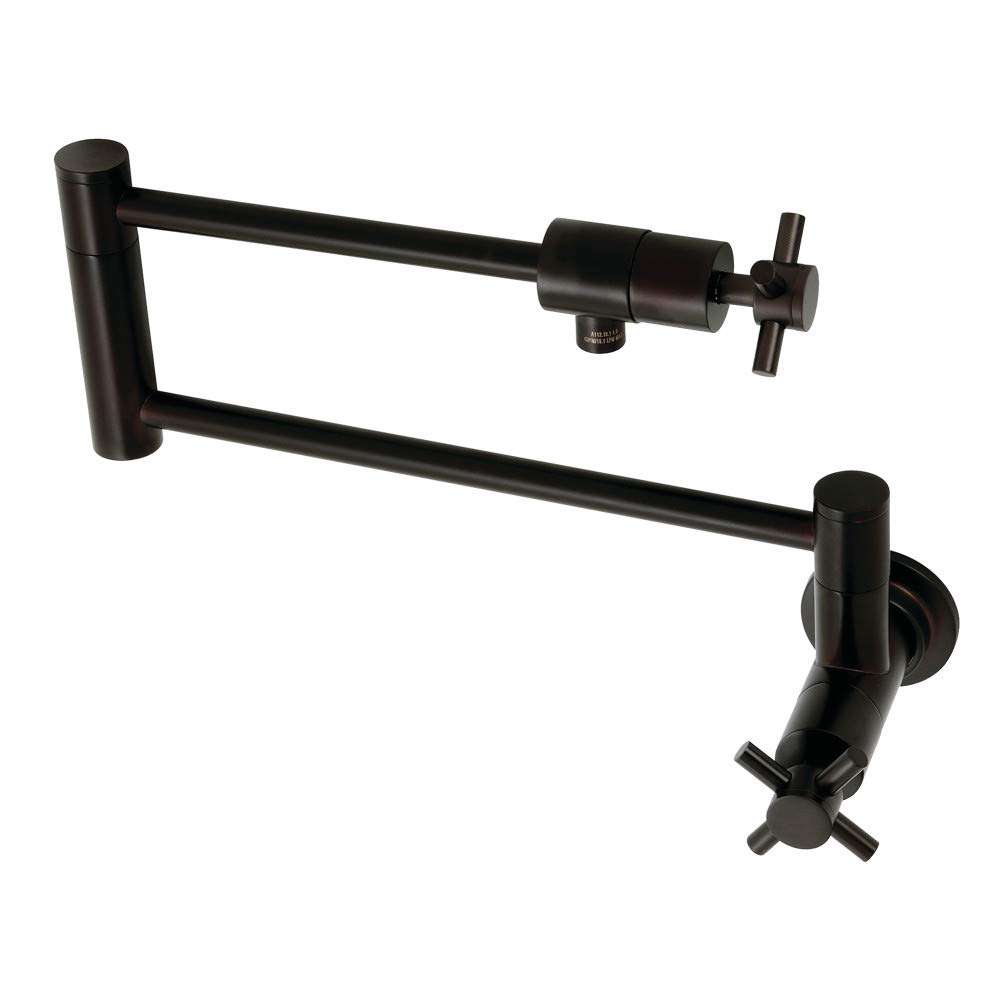 Kingston Brass KS4105DX Concord Pot Filler in Oil Rubbed Bronze - Wall-Mounted Kitchen Faucet for Easy Stovetop Cooking & Large Pot Filling