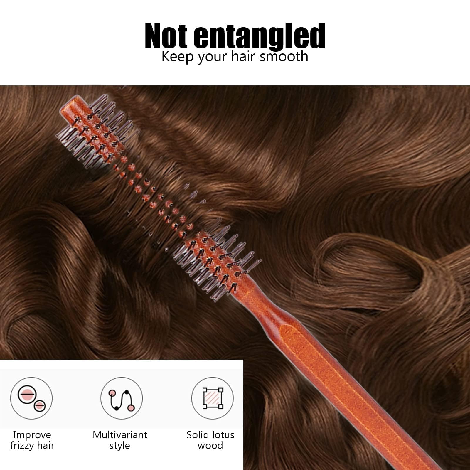 Agatige Small Round Hair Brush - Anti Static Wooden Curling Comb for Blow Drying & Styling | Vented Barrel Design for Smooth Curls & Volume | Perfect for Salon Professionals & Home Use (Unisex Hair Styling Tool)