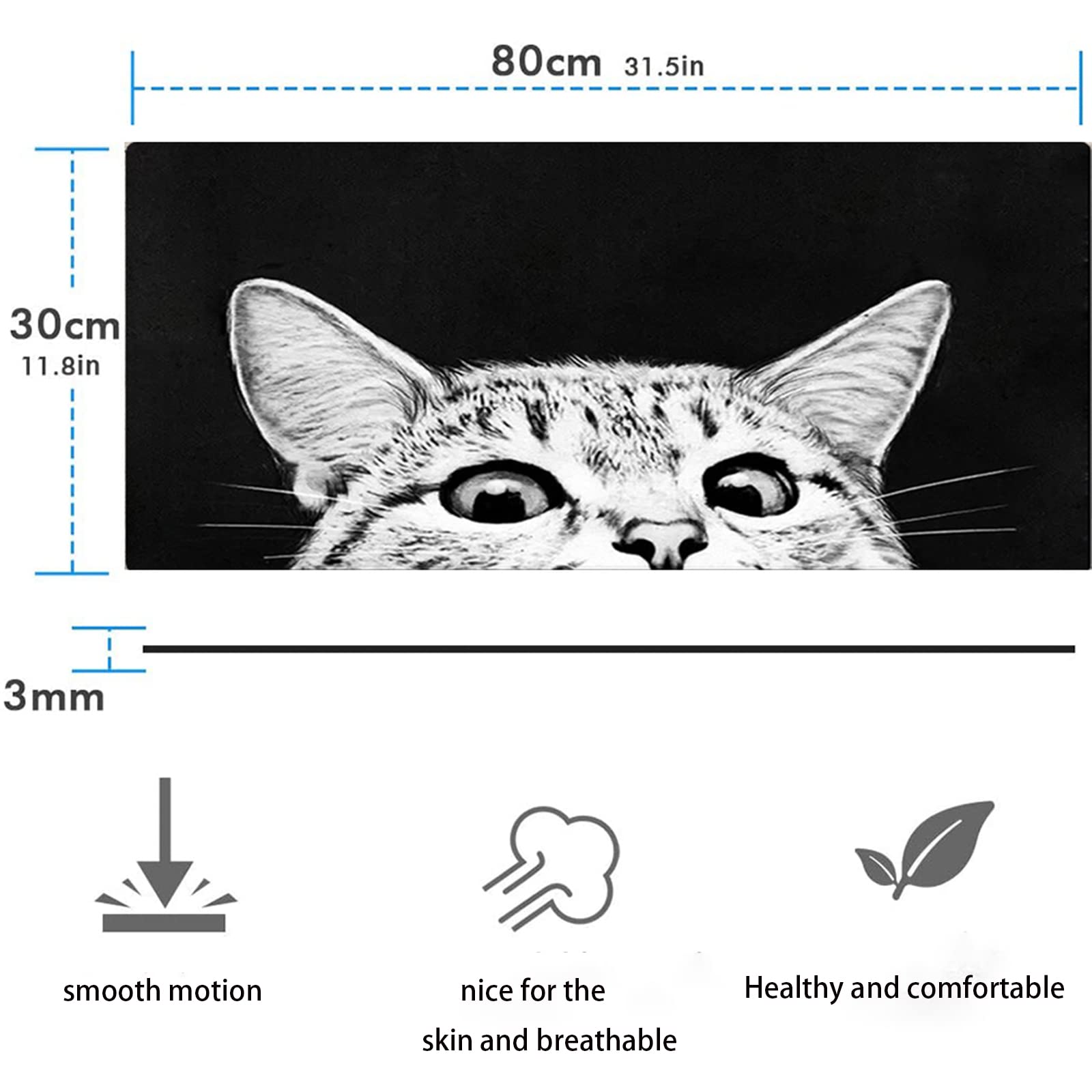 Premium Gaming Mouse Pad - Extra Large Non-Slip Rubber Base with Waterproof Keyboard Mat | Smooth Textured Cloth Surface for PC, Laptop & Office Work | Perfect for Gamers & Professionals (Cartoon Cat Design)