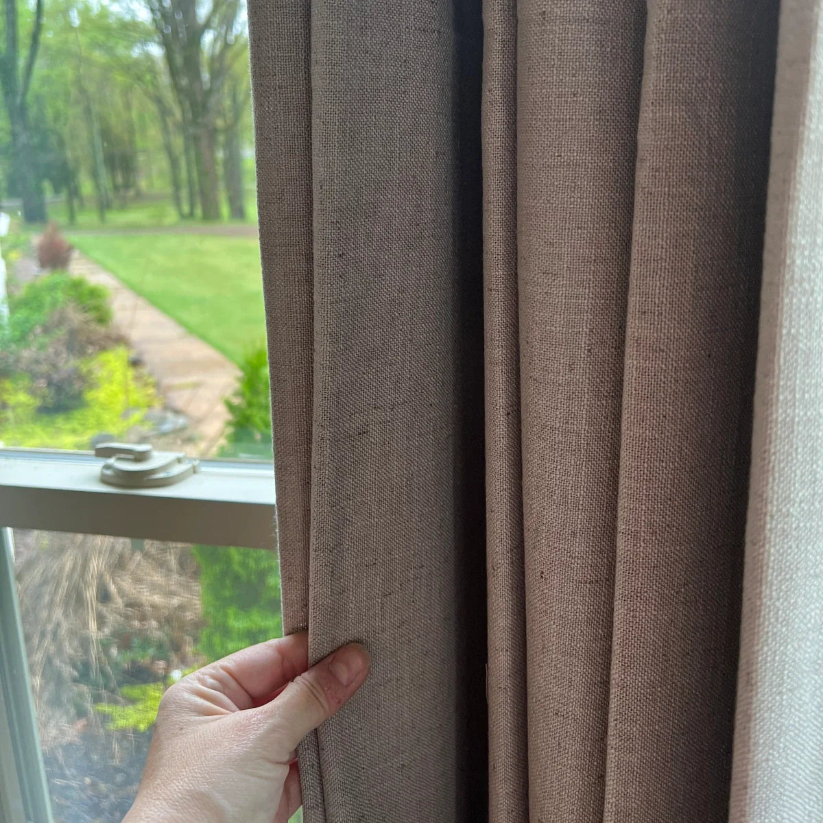 Pinch Pleated Blackout Curtains - 100% Linen Custom Drapes in Grey & Beige | Modern Thermal Insulated Window Treatments for Living Room & Bedroom