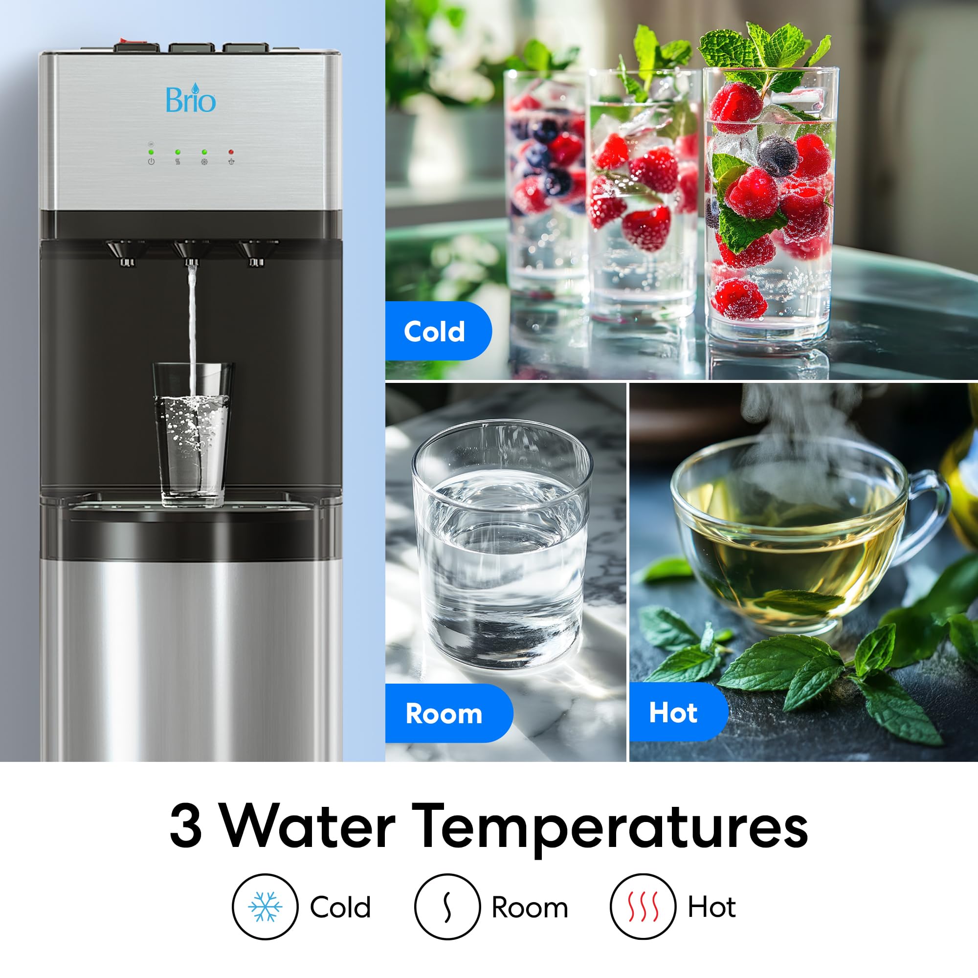 Brio 500 Series Bottleless Water Cooler Dispenser - Countertop & Office Use, Hot & Cold Water Dispenser for Home & Workplace Hydration