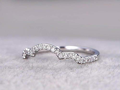 0.50 Carat Diamond Wedding Band - 18k Gold Plated Curved Anniversary Ring for Women - Perfect for Bridal, Engagement & Special Occasions