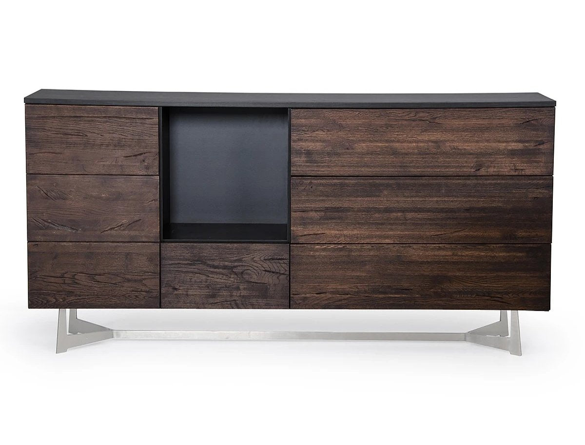 Whohol Solid Oak Wood Buffet Sideboard - Rustic Dining Room Storage Cabinet for Kitchen, Living Room & Entryway