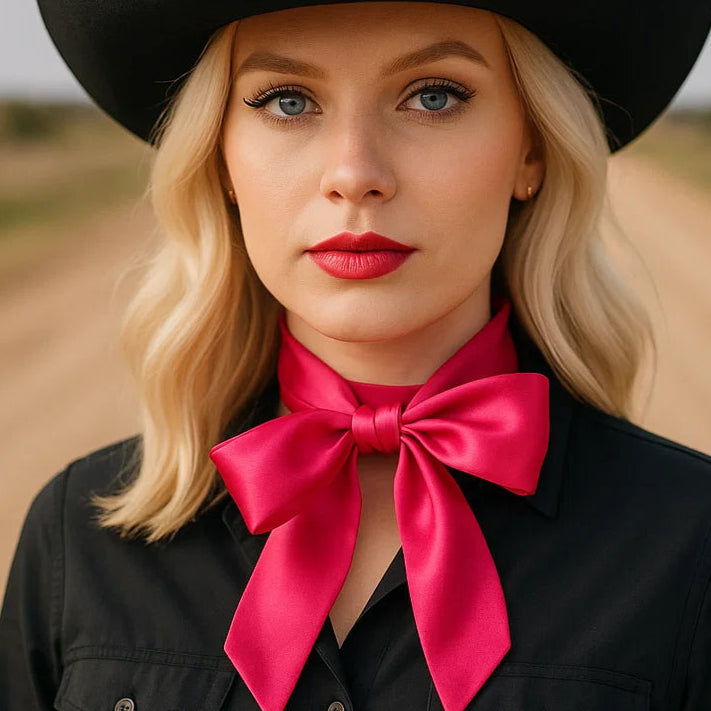 Hot Pink Western Skinny Mini Wild Rag Scarf - Stylish Cowgirl Necktie for Women #TW309 | Perfect for Rodeo, Horse Riding & Country Fashion Accessories