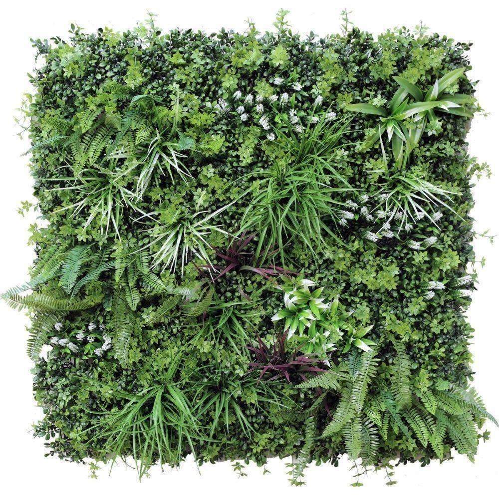 Premium 100x100cm UV-Resistant Artificial Vertical Garden Wall Panel - Luxury Fake Green Plant Decor for Indoor & Outdoor Spaces - Perfect for Balcony, Office, Patio, and Home Decoration