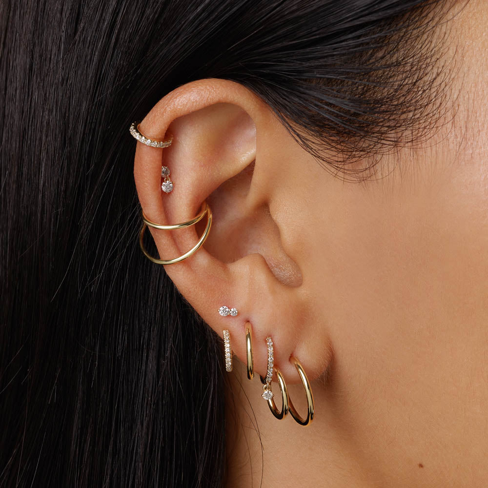 10k Gold Double Band Single Ear Cuff - Elegant Cartilage Earring for Women - Perfect for Parties, Weddings & Everyday Wear