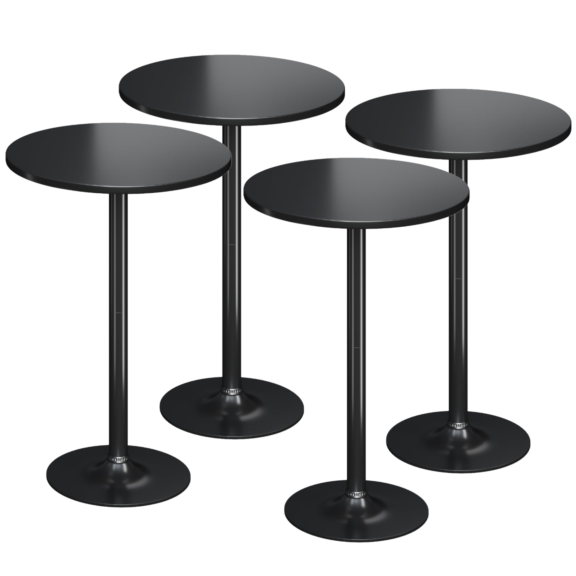 Flamaker 4-Pack Round Bistro Pub Tables - Modern Style Metal Base with MDF Top, Counter Height Cocktail Bar Tables for Home, Restaurant & Outdoor Use - Perfect for Dining Rooms, Pubs, Parties & Patios (Black)