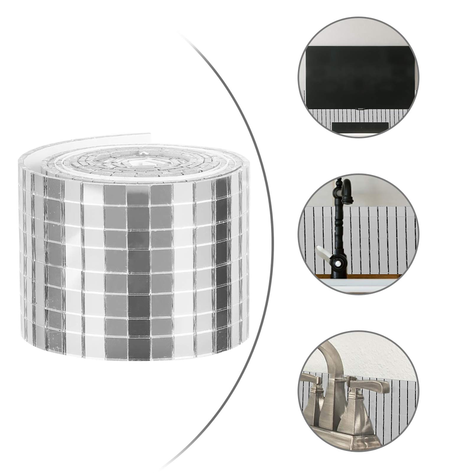 HEALLILY Self-Adhesive Mini Square Glass Mosaic Tiles - 1464pcs Wall Mirror Stickers Roll for DIY Home Decor, Craft Projects & Disco Party Decorations | Perfect for Bedroom, Living Room & Bathroom Wall Art