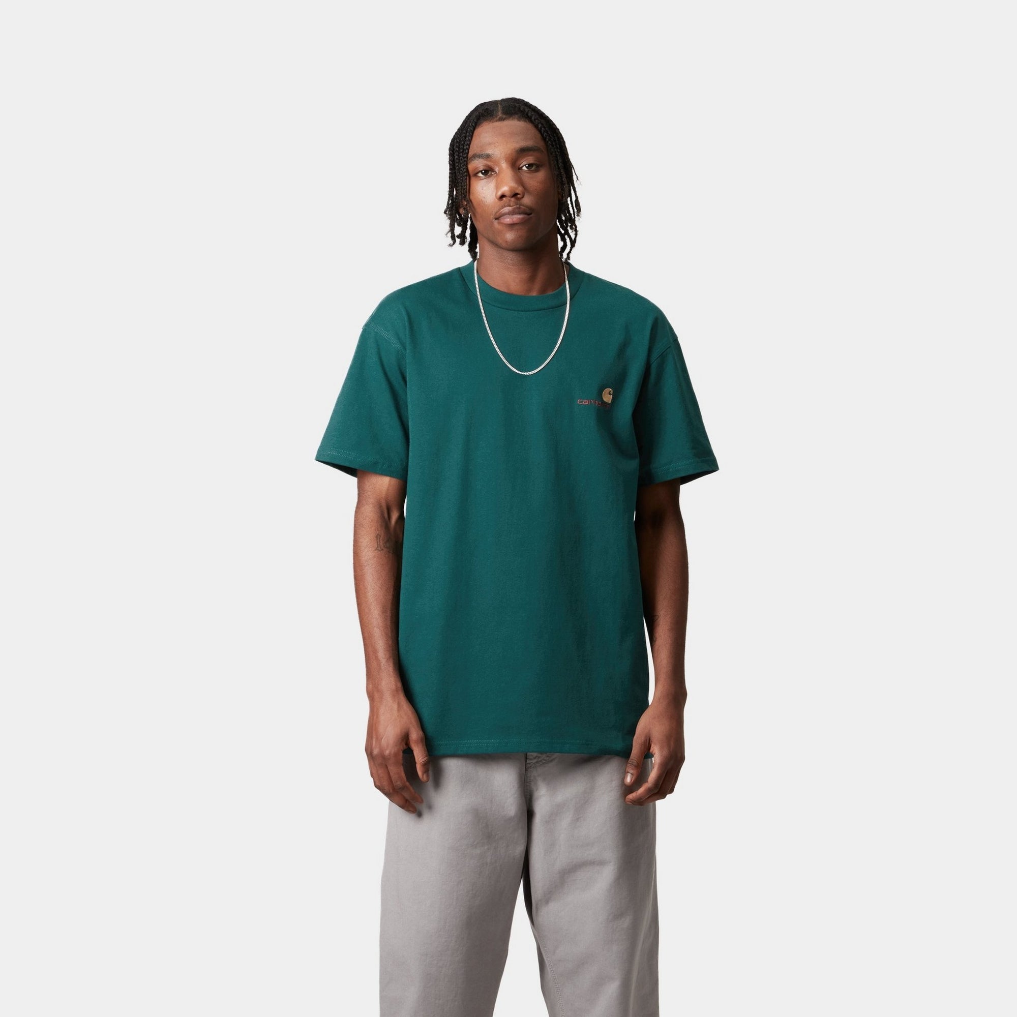 Vintage American Script Graphic T-Shirt | Trendy Malachite Green Cotton Tee for Men & Women | Perfect for Casual Wear, Street Style & Everyday Outfits