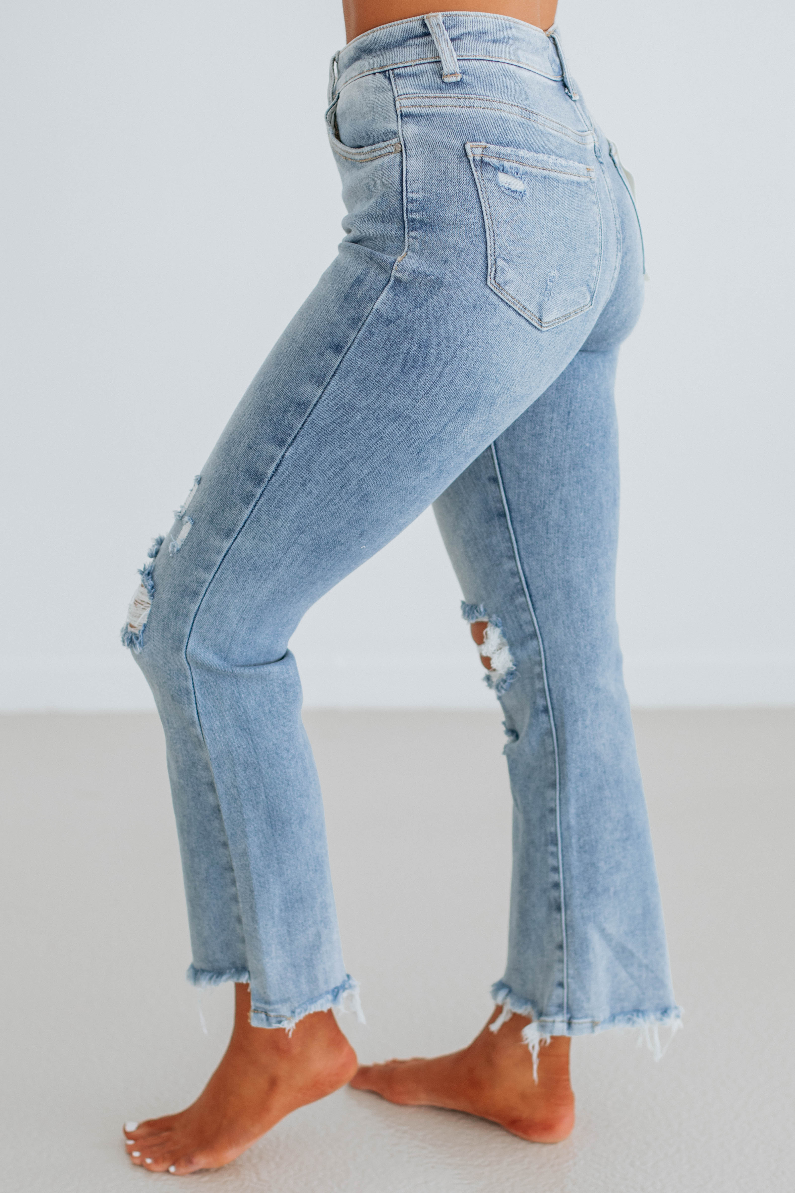 Cammi Risen Jeans for Women - Light Wash Distressed Denim Skinny Jeans | Comfortable Stretch High Waist Pants for Casual Wear & Everyday Outfits