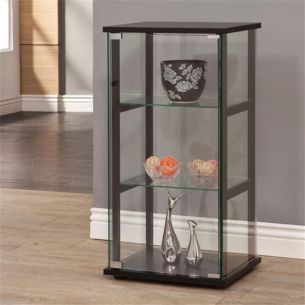 Home Square 2-Piece Glass Curio Cabinet Set - 3-Shelf & 5-Shelf Black Display Case for Collectibles, China, and Home Decor | Perfect for Living Room, Dining Room, or Office Display