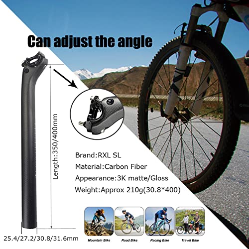RXL SL Carbon Fiber Road Bike Seatpost - 31.6/30.8/27.2mm Lightweight Bicycle Seat Post in Red/Green/Blue - Perfect for Road Cycling, Triathlon & Performance Biking