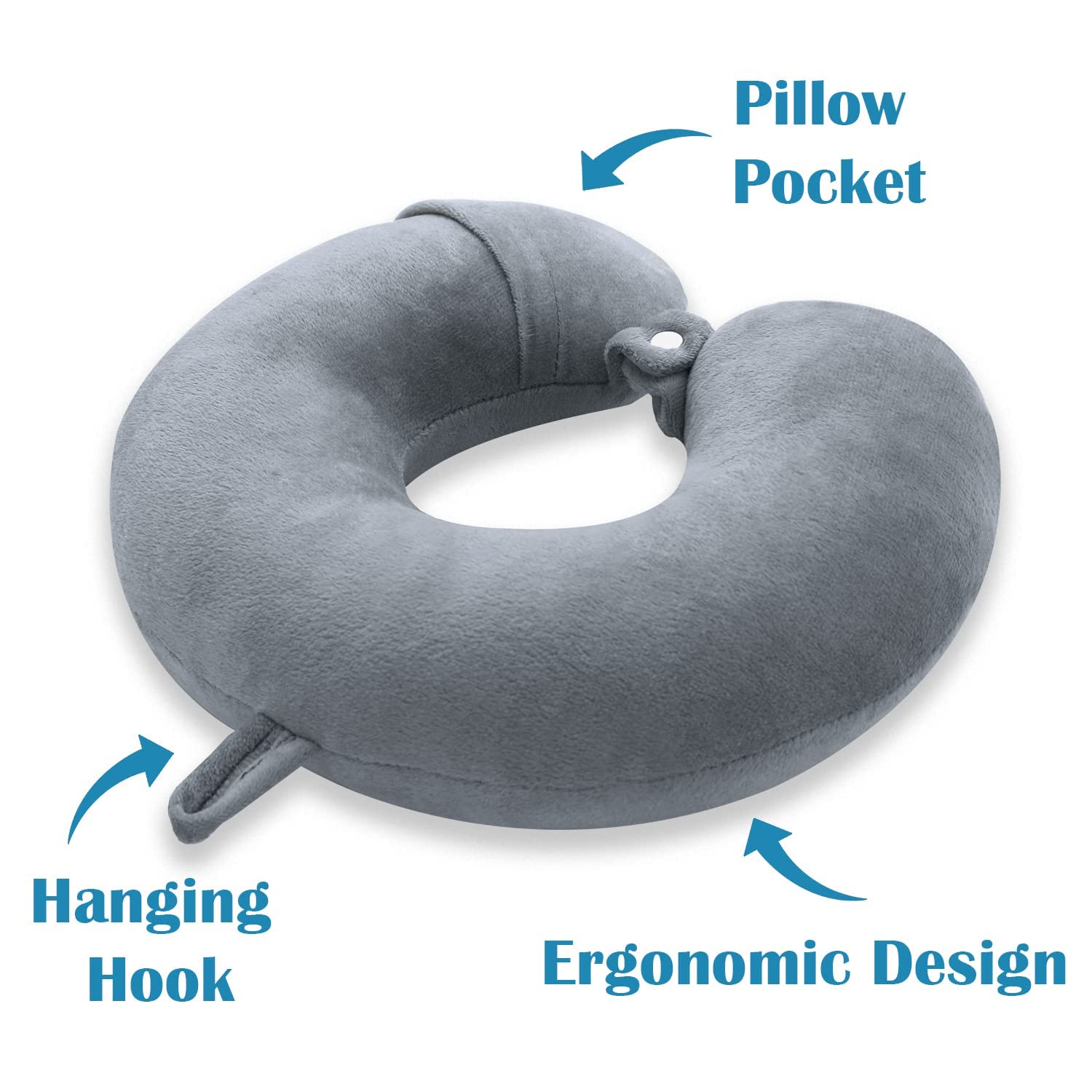 Vedartah U-Shaped Memory Foam Travel Neck Pillow - Ergonomic Support for Airplane, Car & Train Rides - Perfect for Long Flights, Road Trips & Commuting