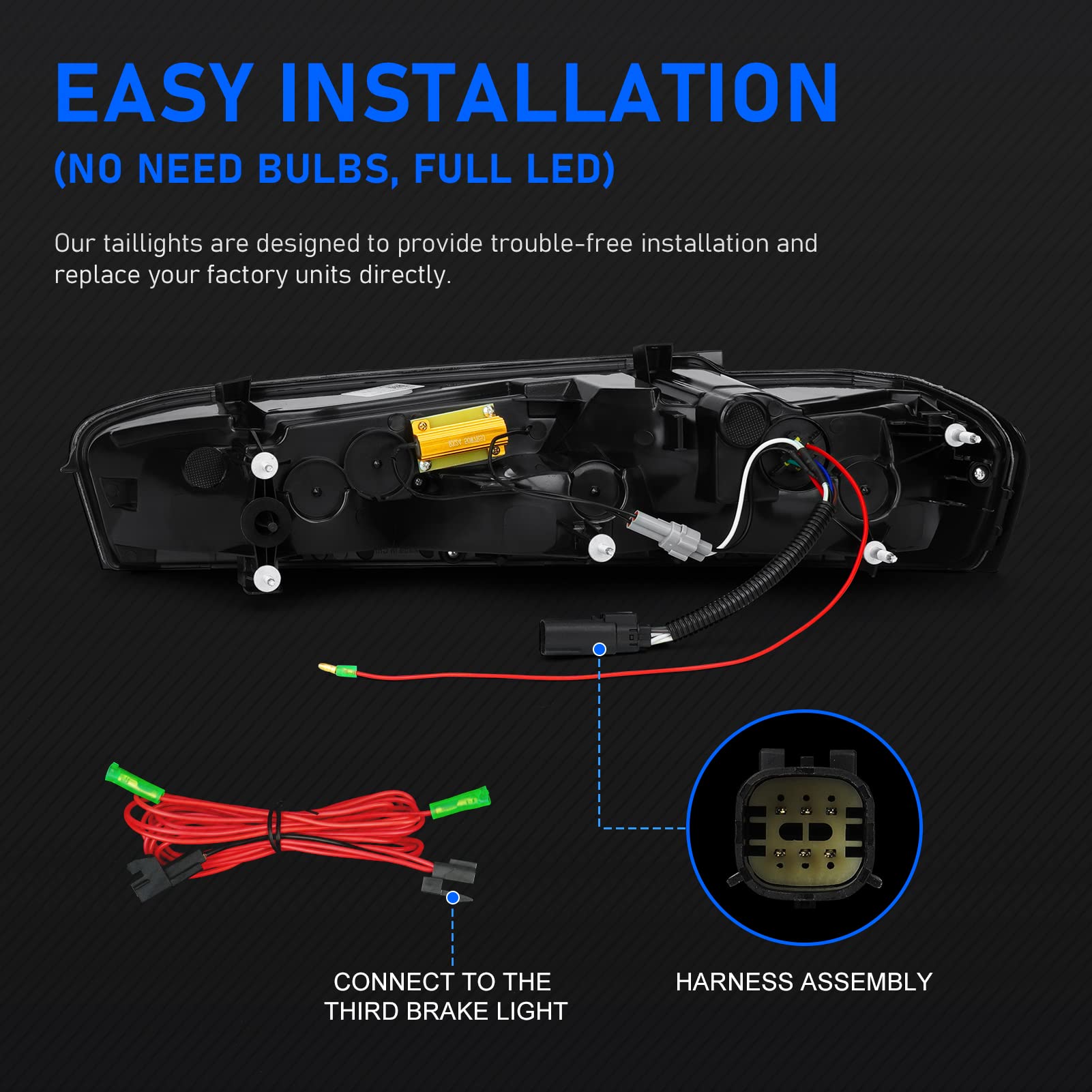 Smoke Lens LED Tail Lights Assembly Pair for Chevrolet Camaro 2016-2018 - Rear Brake/Running/Reverse/Turn Signal Lights - Upgrade Your Camaro's Style & Night Visibility