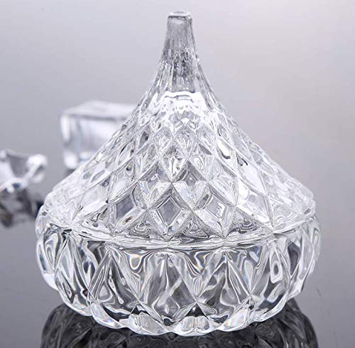 1Pcs 60ML (2OZ) Clear Crystal Glass Candy Dish - Small Decorative Candy Bowl with Lid, Crystal Candy Jar Storage Container for Home, Kitchen, Office - Perfect for Parties, Desserts, Snacks & Table Decor