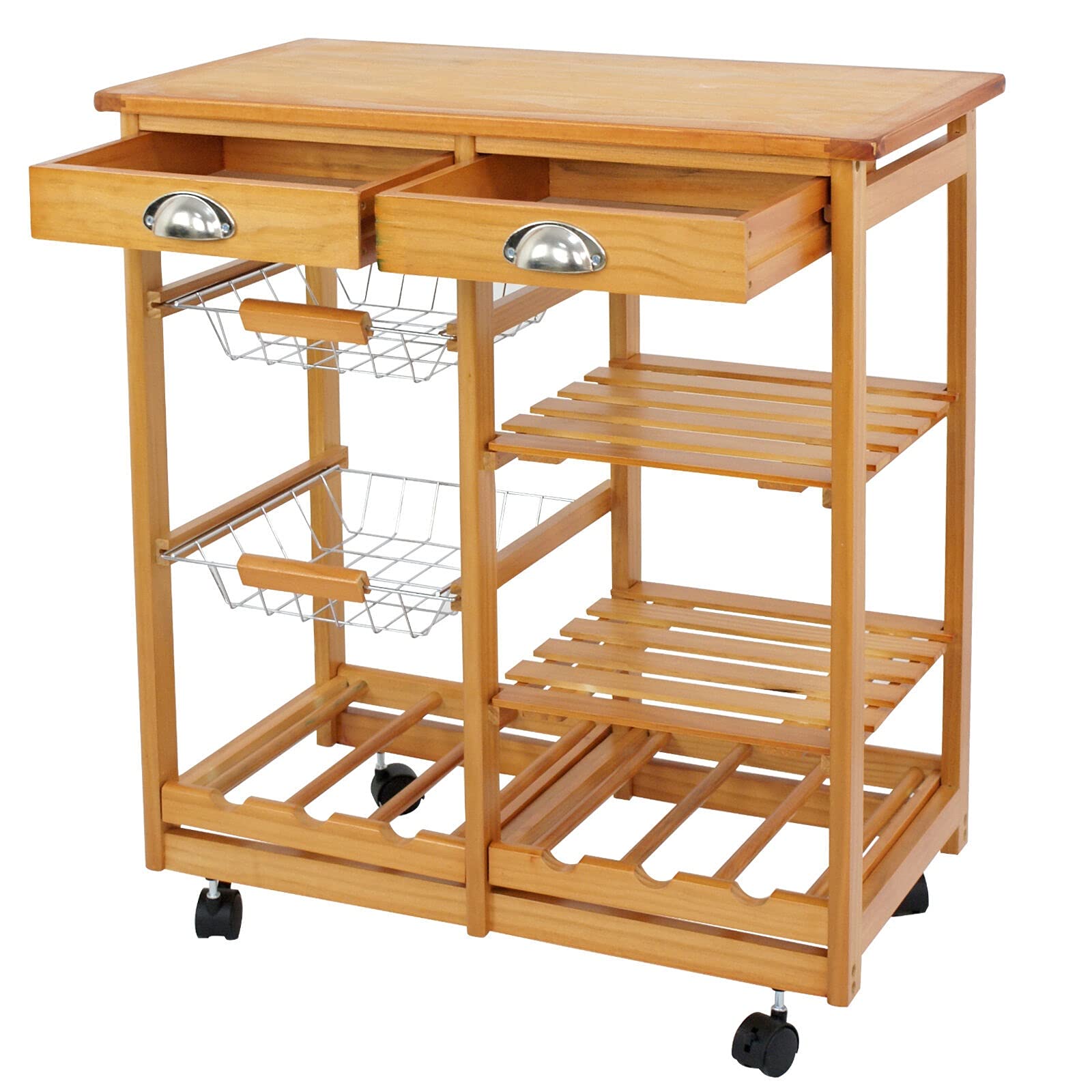 ADHW Kitchen Island Cart with Wheels - Rolling Wood Kitchen Trolley with Storage Drawers - Durable Mobile Dining Stand for Small Spaces - Perfect for Meal Prep, Extra Counter Space & Kitchen Organization