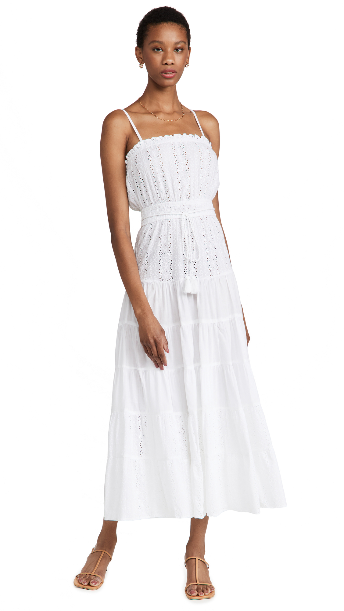 Playa Lucila Women's Floral Eyelet White Maxi Dress - Summer Beach Wedding, Vacation & Boho Chic Outfit