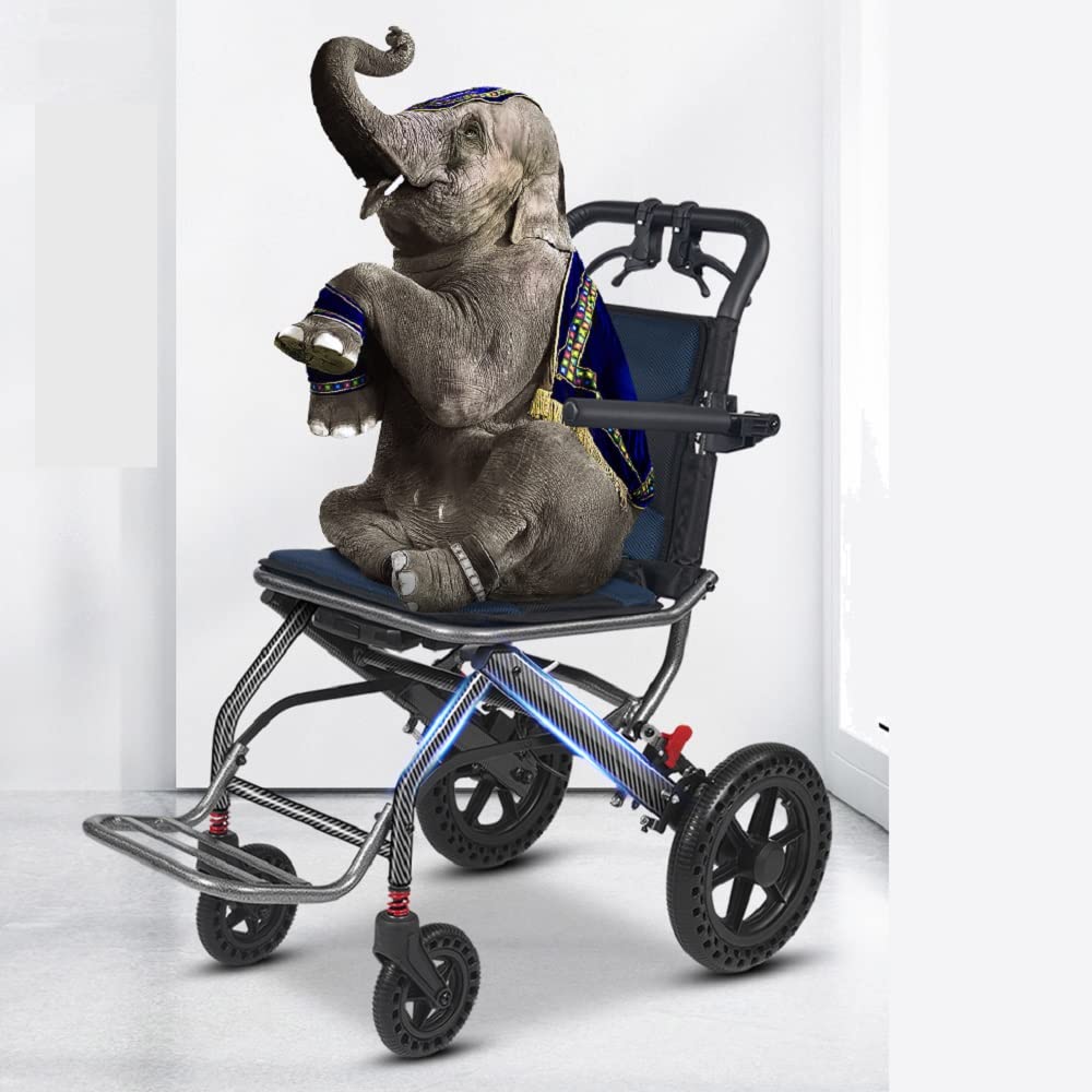Ultra Lightweight 18 Inch Portable Wheelchair for Adults & Kids - Foldable Travel Wheelchair with Hand Brake for Seniors, Airplane Use & Daily Mobility