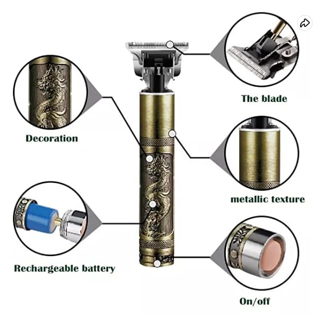 BR ACCESSORIES Professional Hair Trimmer for Men - Adjustable Blade Clipper & Shaver with Retro Oil Head - 1200mAh Rechargeable Battery - Perfect for Home Barbering, Beard Trimming & Close Cut Styling