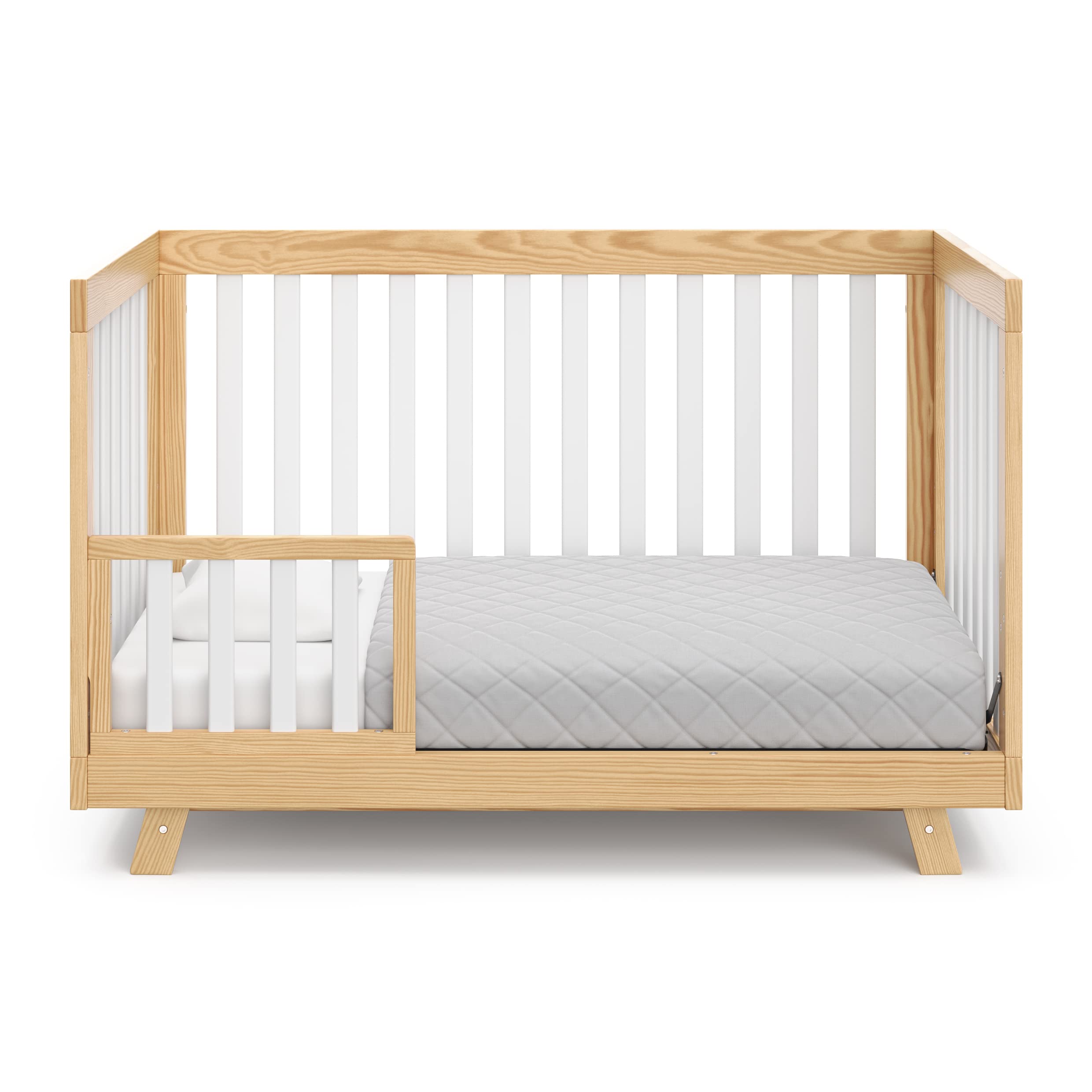 Storkcraft Beckett Convertible Crib - Natural & White Slats | Baby Crib to Toddler Bed & Daybed | Adjustable Mattress Base | Fits Standard Full-Size Crib Mattress | Perfect for Nursery, Bedroom & Guest Room