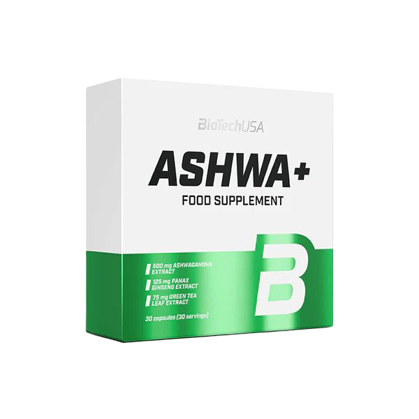 BioTechUSA Ashwa+ 30 Capsules - Premium Ashwagandha Supplement for Stress Relief & Energy Boost | Perfect for Workout Recovery & Daily Wellness