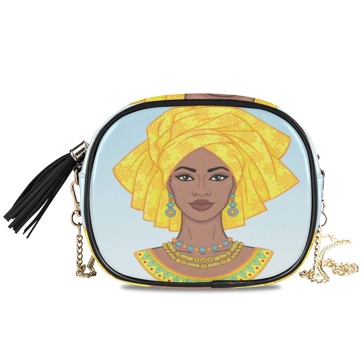 ALAZA Women's African Print PU Leather Crossbody Bag Shoulder Purse with Tassel - Fashionable Boho Handbag for Work, Travel & Special Occasions