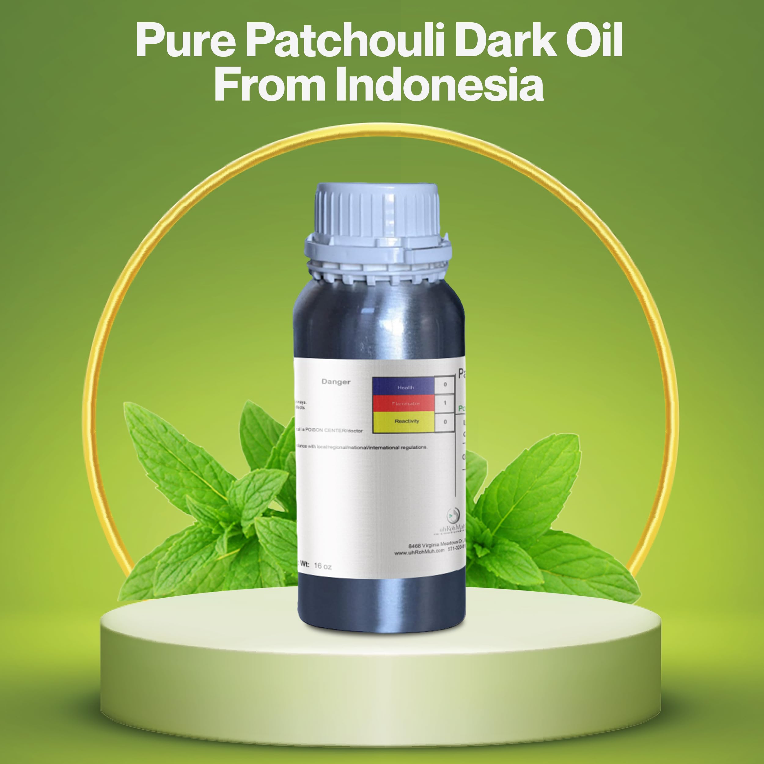 uhRohMuh 16 oz Dark Patchouli Essential Oil - Premium Grade, Intense Sweet Aromatic Scent for Aromatherapy, Relaxation & Meditation | Perfect for Diffusers, Massage Oils & DIY Skincare
