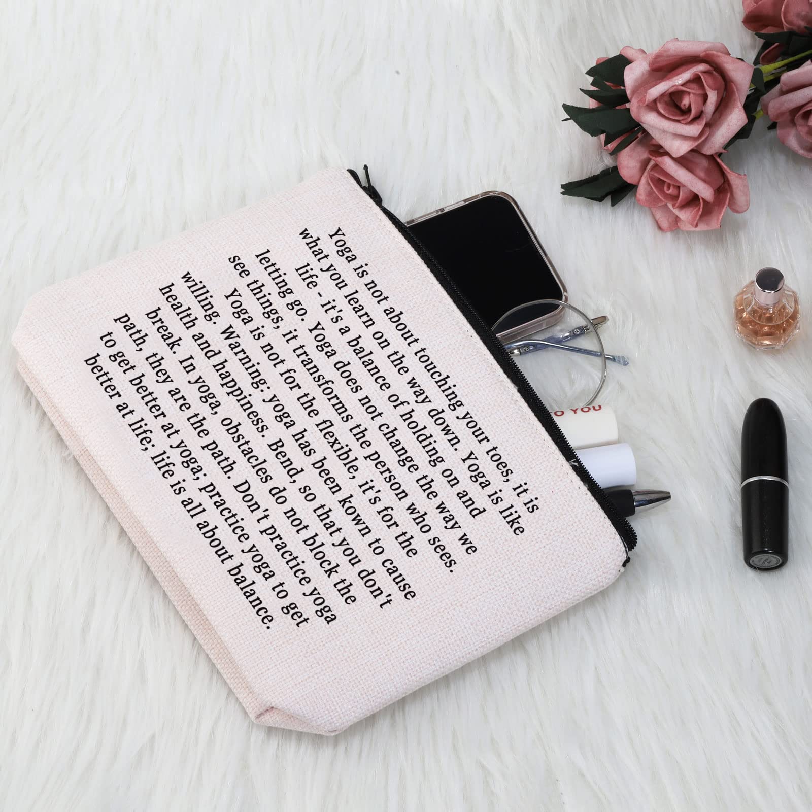 Premium Yoga Accessories Makeup Bag for Yoga Instructors & Teachers - Spiritual Meditation Gift with Zipper - Travel Pouch for Yoga Class, Gym & Daily Essentials Storage