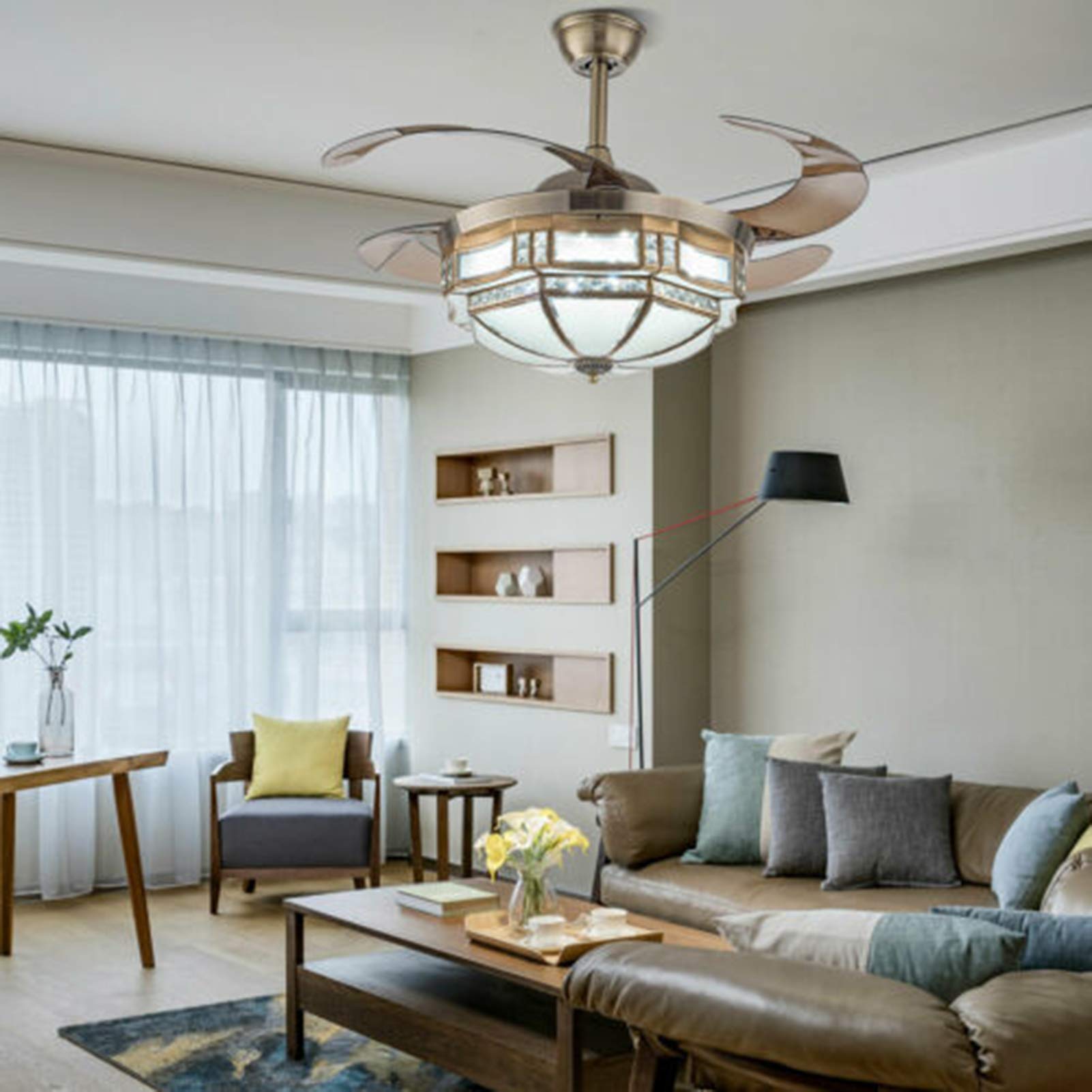 Modern Tiffany Style Ceiling Fan with Light - 42