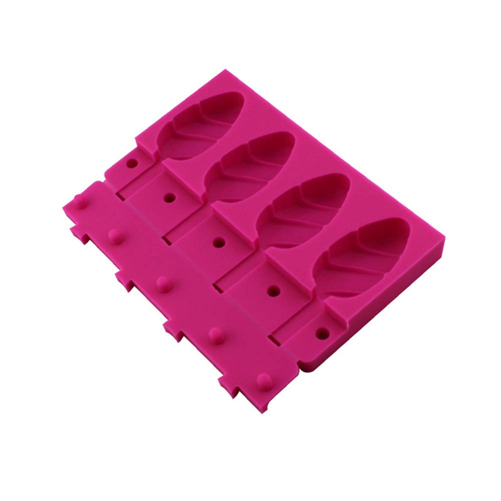 DOITOOL Silicone Popsicle Molds - 4 Grids Leaf-Shaped Ice Cream Makers for DIY Homemade Treats, BPA-Free Kitchen Baking Tools (Random Color) - Perfect for Summer Snacks, Kids Parties, and Healthy Frozen Desserts