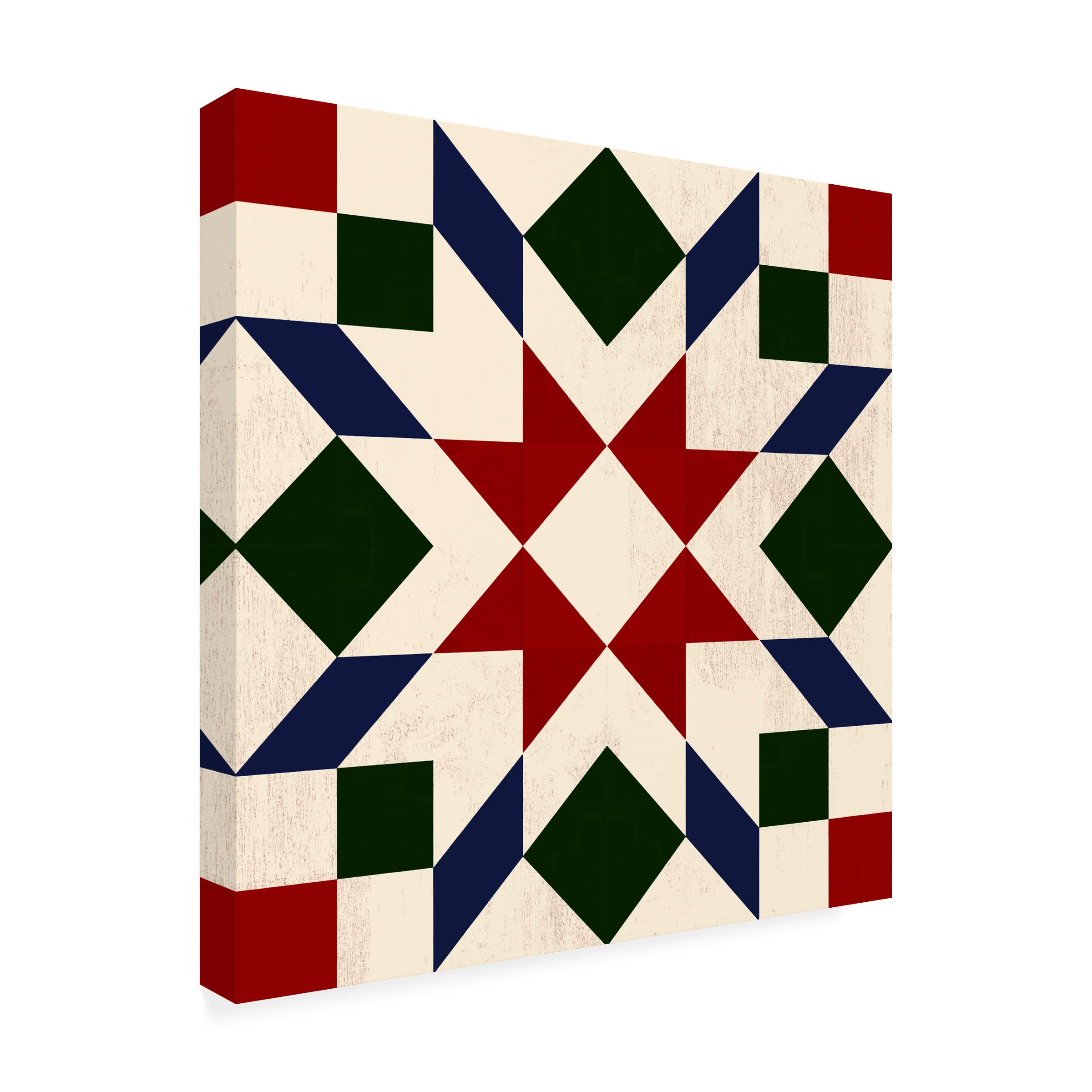 Victoria Barnes 'Christmas Barn Quilt II' Canvas Wall Art Print - Holiday Home Decor for Living Room, Bedroom & Office