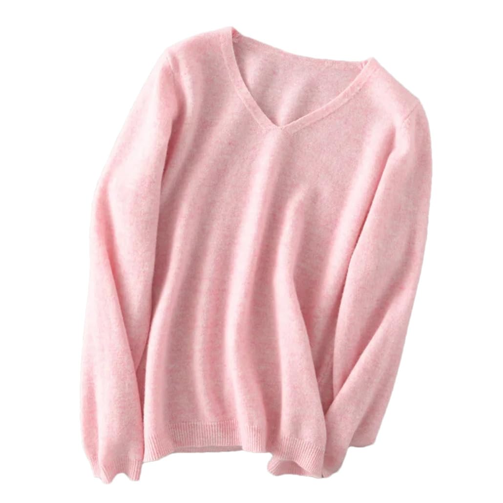 Luxury Women's Cashmere V-Neck Knit Sweater - Soft Warm Pullover Jumper, Solid Color Blouse Tops for Fall & Winter | Perfect for Office, Dating & Casual Outfits