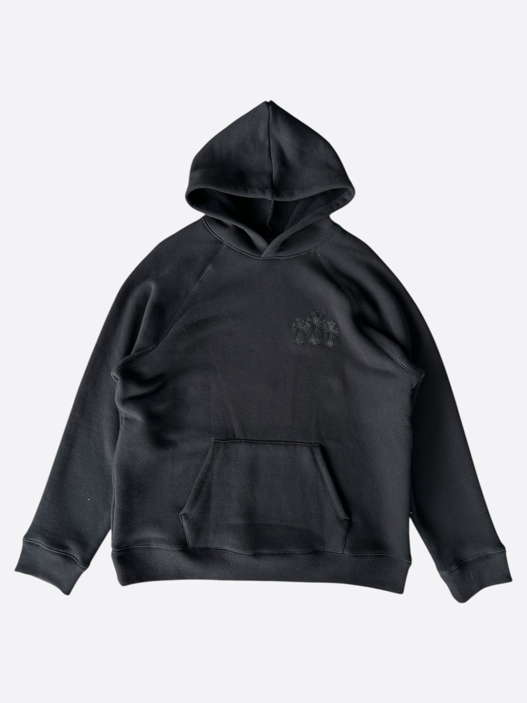 Chrome Hearts Black Triple Cross CH Logo Embroidered Hoodie for Men - Gothic Streetwear Fashion for Casual Outfits & Urban Style