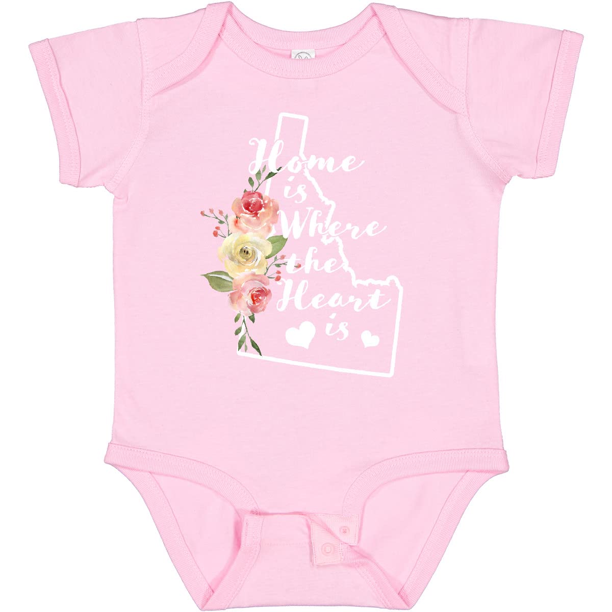 Inktastic Idaho Home is Where The Heart is Watercolor Floral Baby Bodysuit - Soft Cotton Infant Onesie for Newborns, Baby Showers & Family Photos