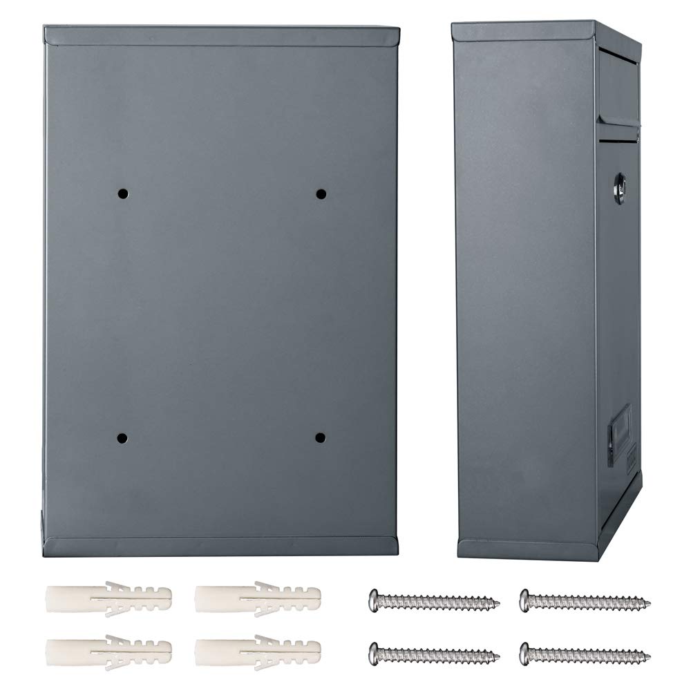 MONZANA® Wall Mounted Mailbox - Silver Steel Lockable Letter Box with 2 Keys & Nameplate - Perfect for Home, Office, and Apartment Security