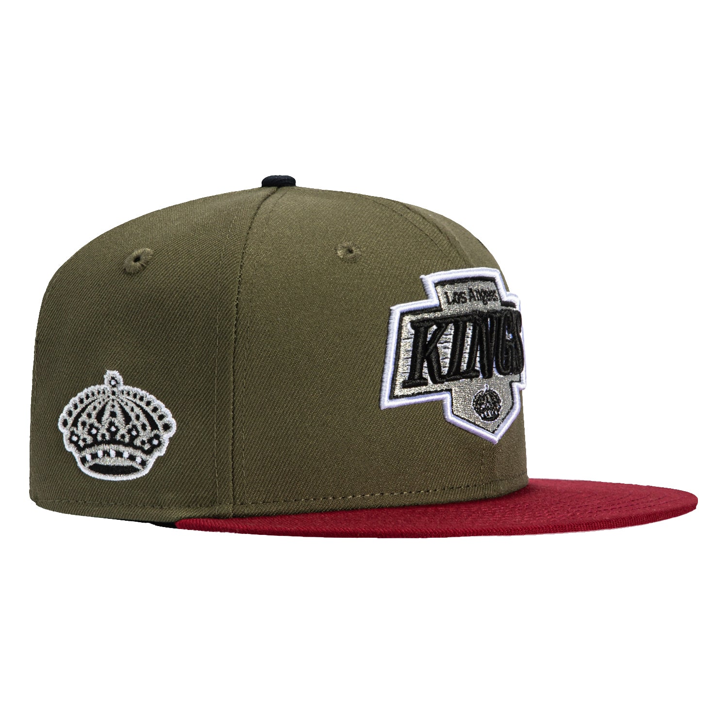 New Era 59Fifty Los Angeles Kings Logo Patch Snapback Hat - Olive & Cardinal Colors - Official NHL Licensed Baseball Cap for Men & Women - Perfect for Games, Streetwear & Sports Fans