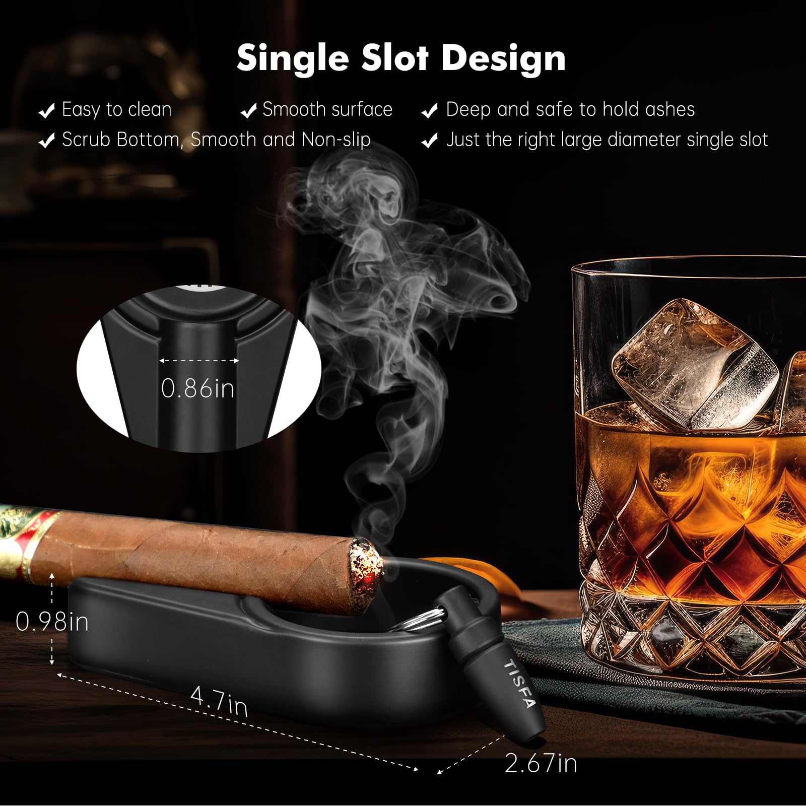 Premium Cigar Ashtray Set with Hole Punch & V Cutter - Portable Outdoor Cigar Accessories Gift Set with Draw Enhancer, Holder & Stand - Perfect for Patio, BBQ, and Man Cave Decor