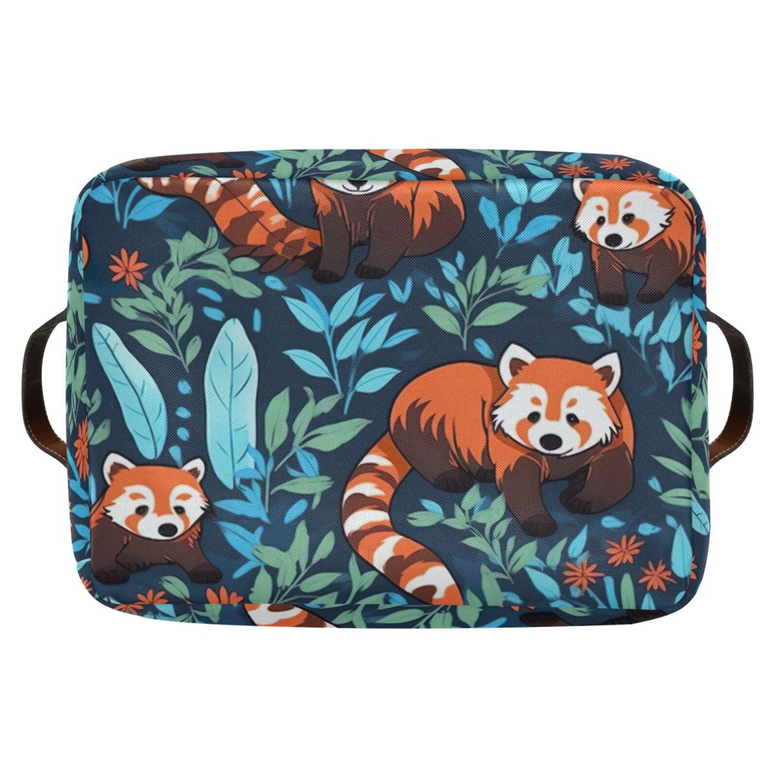 Foldable Canvas Storage Baskets with Handles - 2 Pack Panda Design Fabric Organizer Box for Clothes, Toys & Home Organization | Perfect for Bedroom, Closet, Office & Nursery Decor