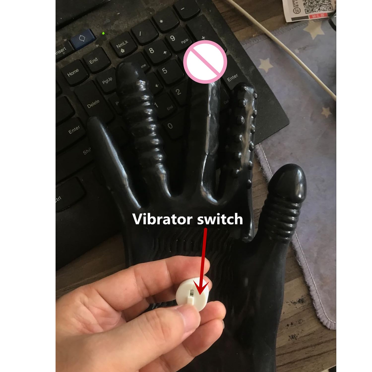 MFMYEE Finger Vibrator Sex Gloves - 5 Ribbed Dildo & Clitoral Stimulator for Women, Breast Massage & Masturbation Adult Toy (Black) | Perfect for Couples Play, Solo Pleasure & Sensual Exploration