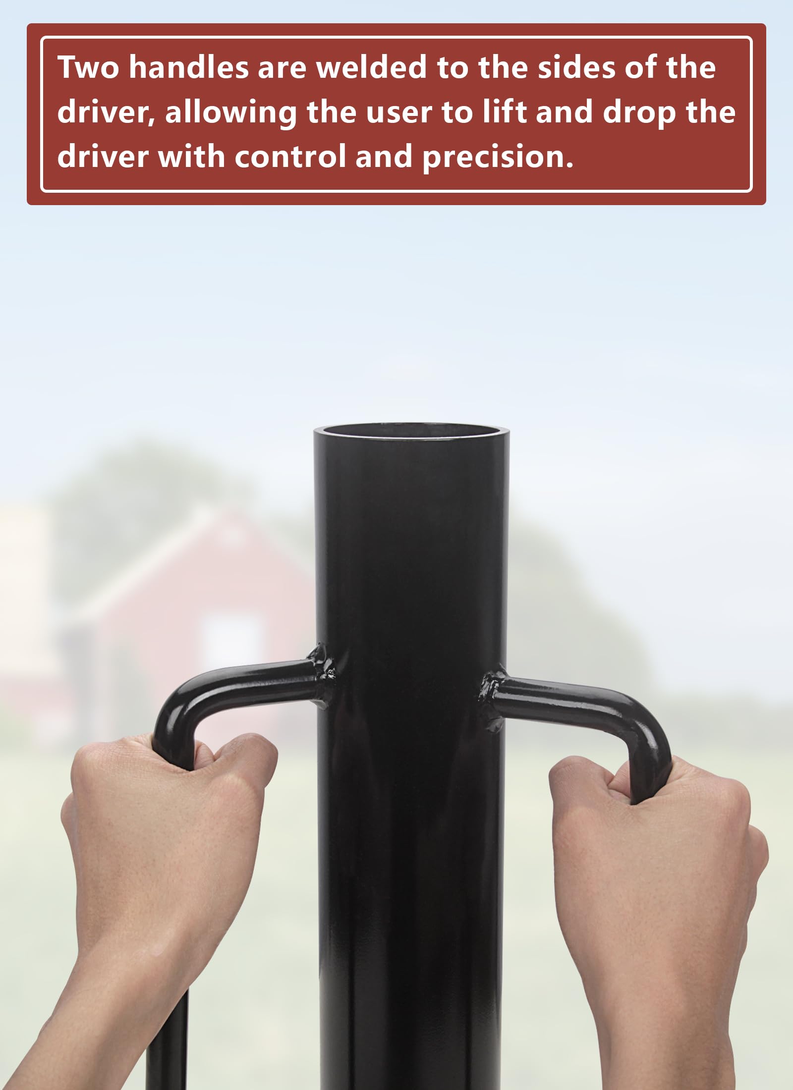 Heavy Duty 12lb Fence Post Driver - Black T Post Driver with Ergonomic Handles for Easy Installation - Perfect for Farm, Ranch, and Garden Fencing Projects
