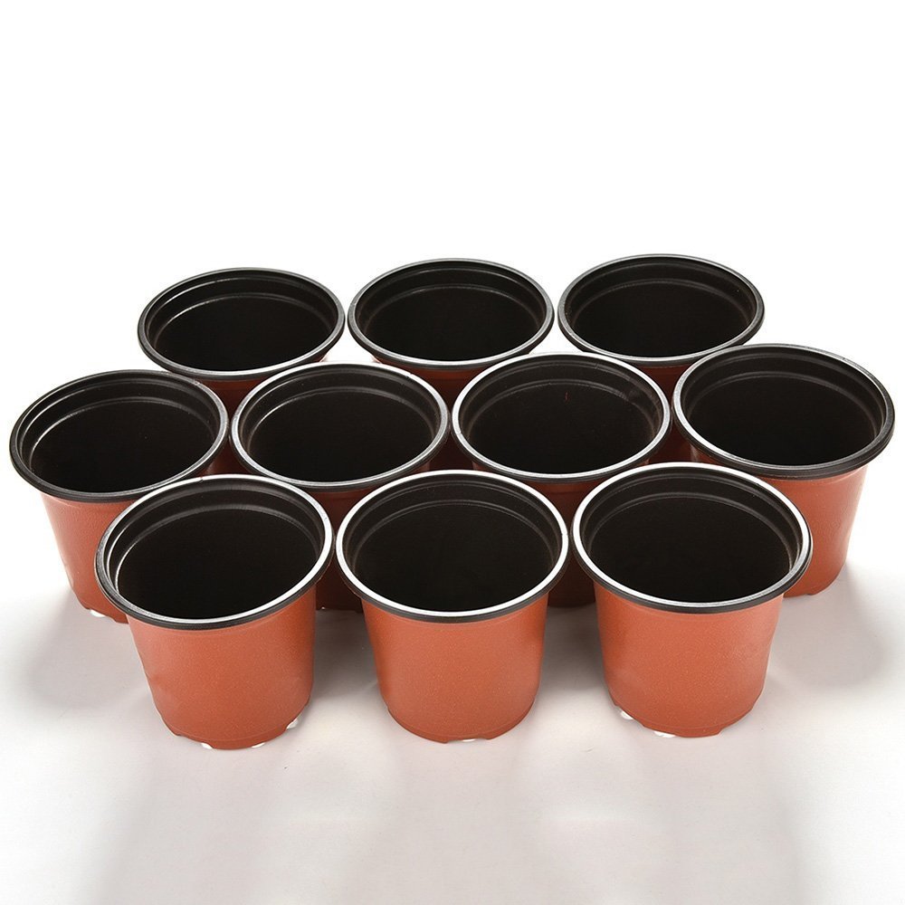 Oubest 4 Inch Plastic Plant Nursery Pots - 50 Pack Reusable Seed Starter Pots for Seedlings, Cuttings & Transplanting - Perfect for Indoor/Outdoor Gardening, Greenhouses & Home Plant Care