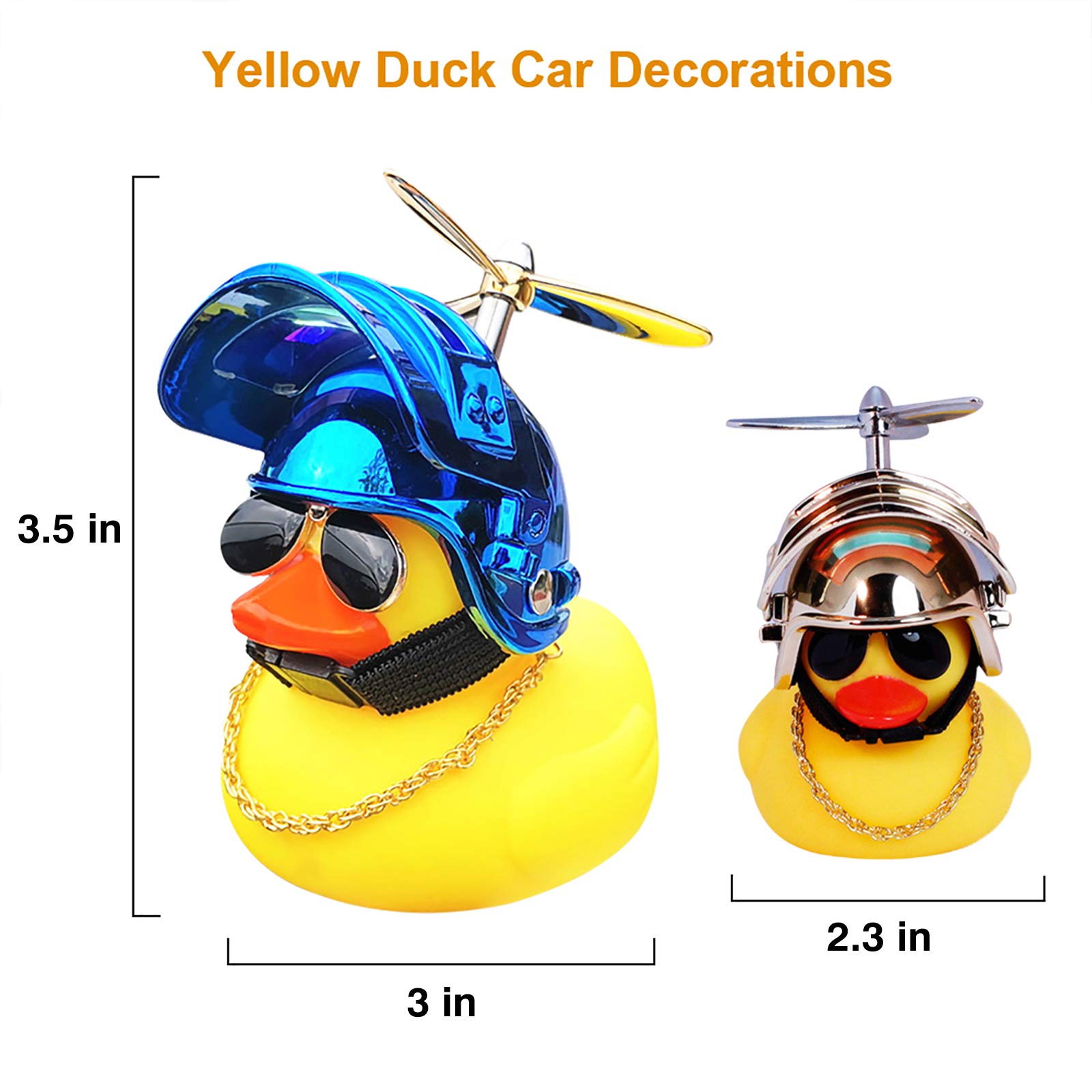 Cool Rubber Duck Car Decor - 3-Pack with Sunglasses & Gold Chain for Dashboard Fun