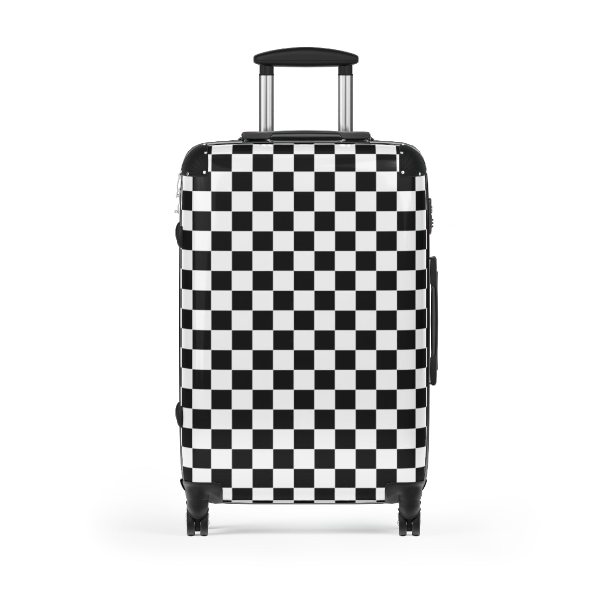 Checkered Hard Shell Cabin Suitcase with 360° Swivel Wheels, Combination Lock & Adjustable Handle - Durable Carry-On Luggage for Air Travel, Business Trips & Weekend Getaways