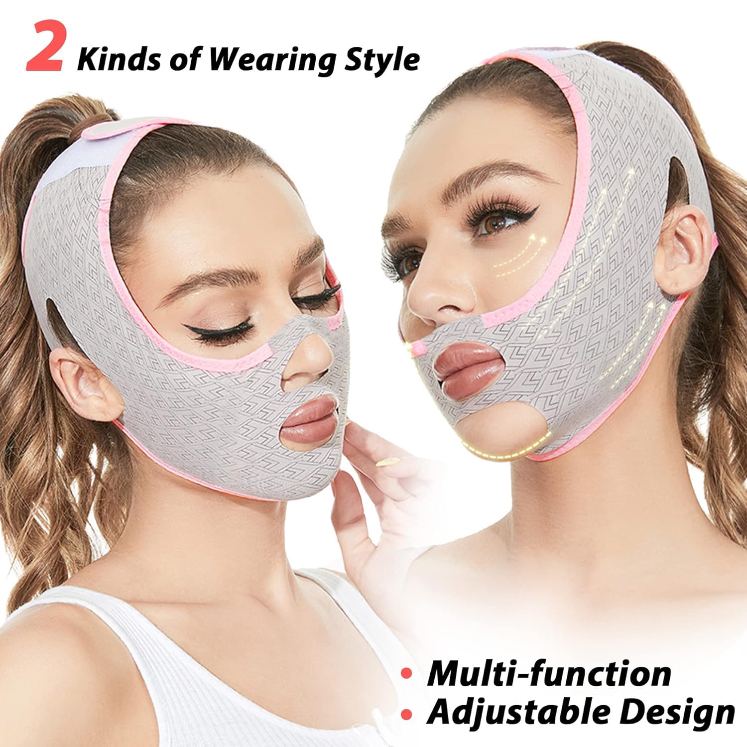 JIAVAXA Double Chin Reducer & V Line Face Mask - 2024 New Chin Up Patch, Slimming Chin Strap for Face Lifting & Tightening | Anti-Sagging V-Shaped Face Belt for Sleeping & Daily Use