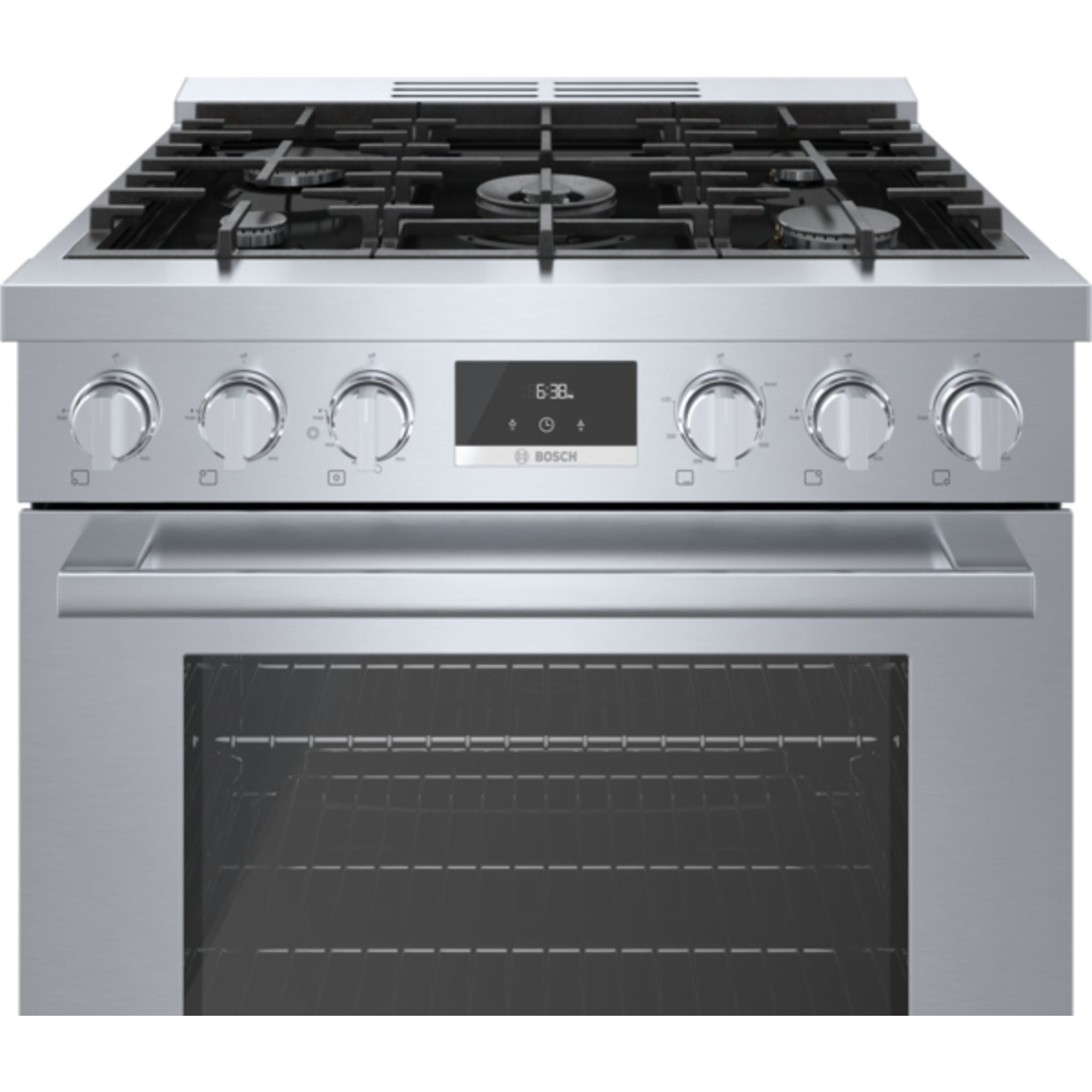 Bosch HDS8055C 30 Inch Dual Fuel Range - Stainless Steel Gas & Electric Stove for Professional Home Cooking & Baking