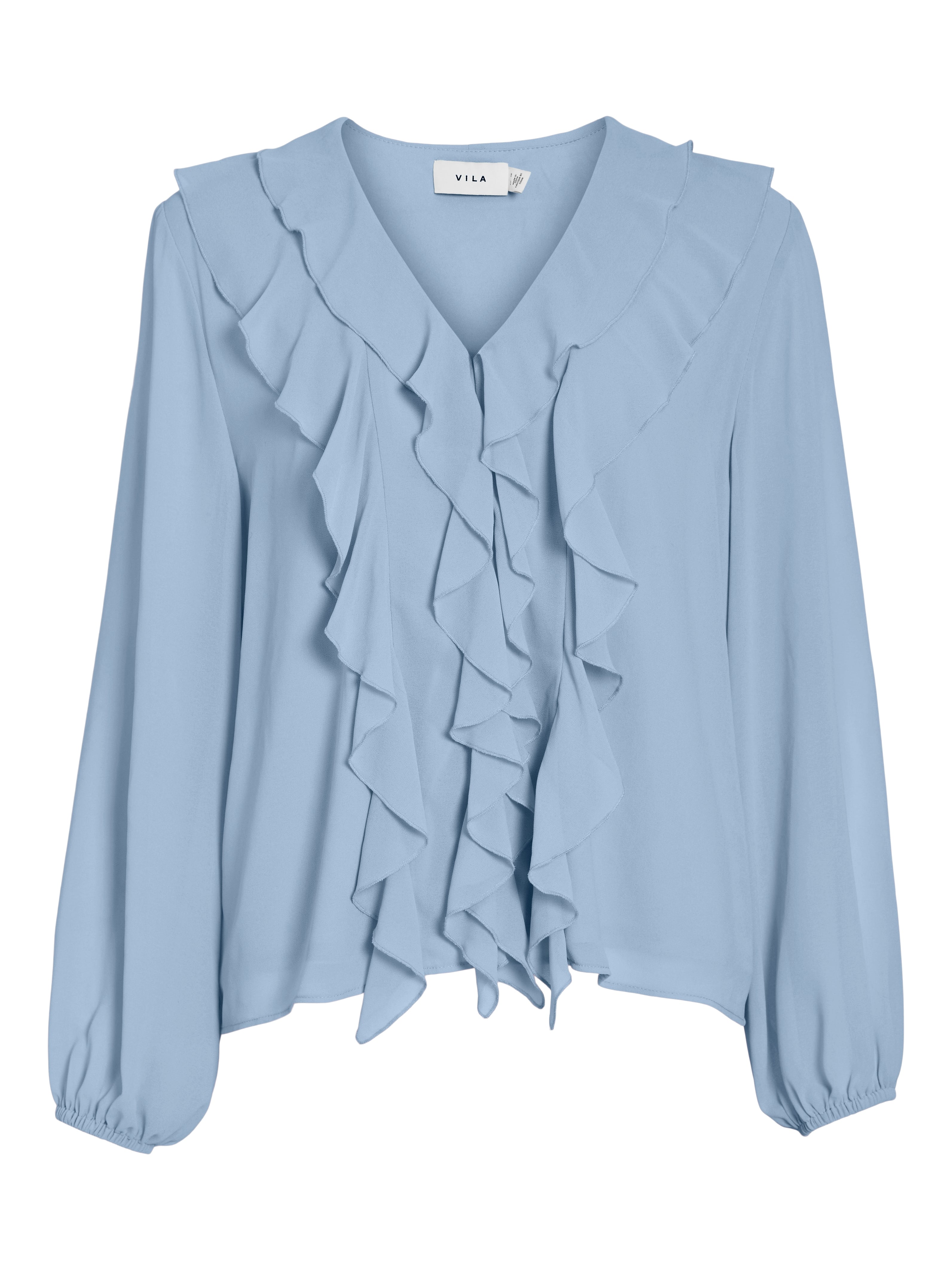 Diane Frill V Neck Top for Women - Elegant Kentucky Blue Blouse with Ruffles | Perfect for Office Wear, Date Nights & Special Occasions